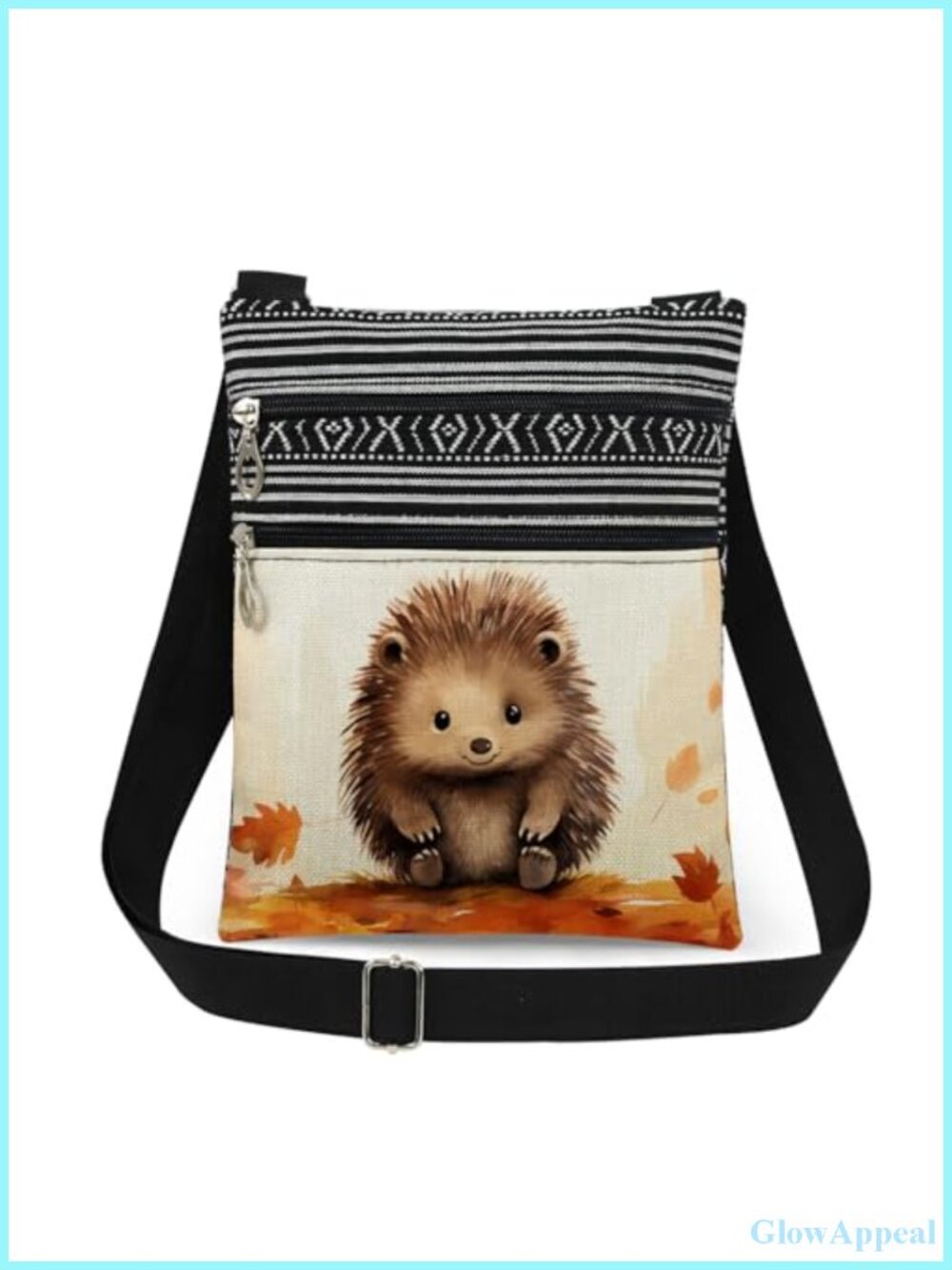Hedgehog Print Adjustable Strap Crossbody Bag Polyester Sling